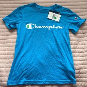 Kid Champion graphic and embroidered logo Blue T-Shirt size XS New with tags